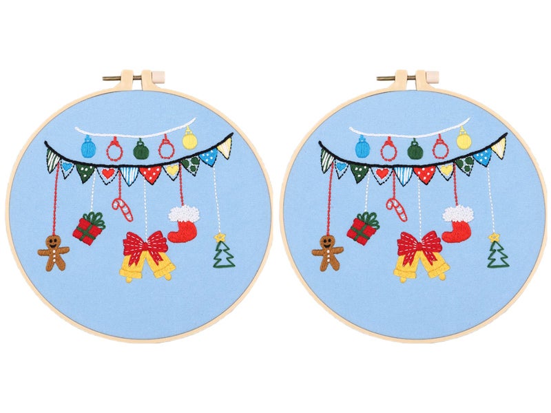 2 X Style 4 DIY Christmas Embroidery Kit for Beginners Xmas Home Decor Gift Idea Carousel 1
