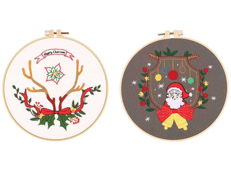 2X Style 1 2 DIY Christmas Embroidery Kit for Beginner Xmas Home Decor Gift Idea Carousel 1