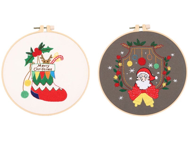 2X Style 2 3 DIY Christmas Embroidery Kit for Beginner Xmas Home Decor Gift Idea Carousel 1