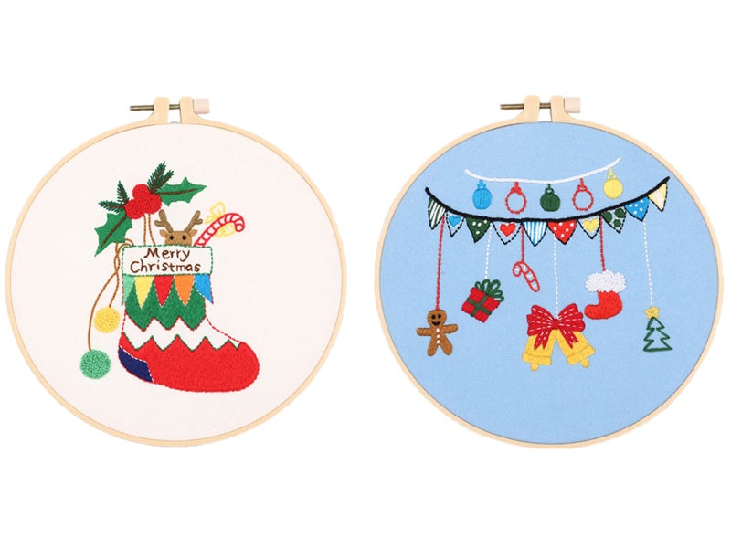 2X Style 3 4 DIY Christmas Embroidery Kit for Beginner Xmas Home Decor Gift Idea Carousel 1