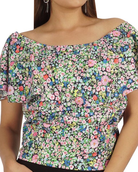 Moomaya Womens Printed Tops For Women Short Sleeve Flared Top Carousel 6
