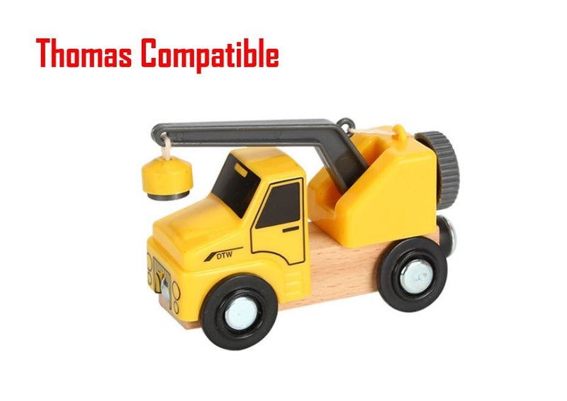 PTN Crane Truck Thomas Compatible Wooden Kids Educational Toy Train Car Carousel 1