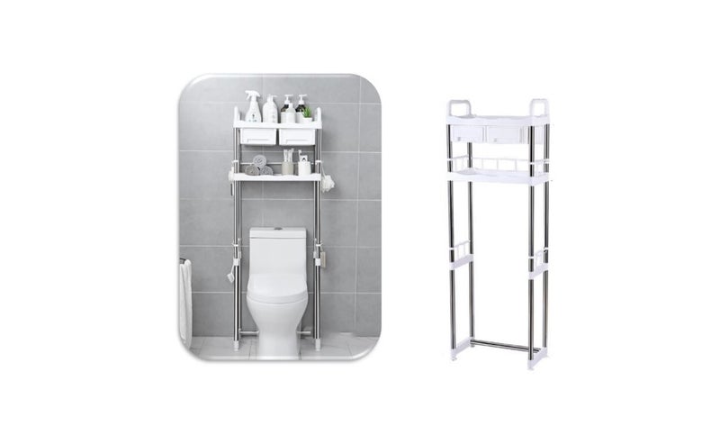 PTN Drawer 2 Tier Toilet Rack Bathroom Laundry Storage Shelf Over Shelving Carousel 1