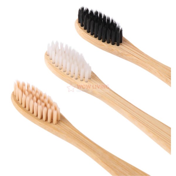 4 x Bamboo Toothbrushes - Eco friendly, compostable, mixed black, white bristles Carousel 1