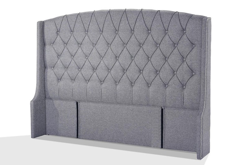 DESMOND QUEEN HEADBOARD TAR GREY COLOUR FABRIC Carousel 1