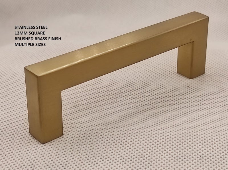 Square Brushed Brass Cabinet Door and Drawer Bar Handles Carousel 1