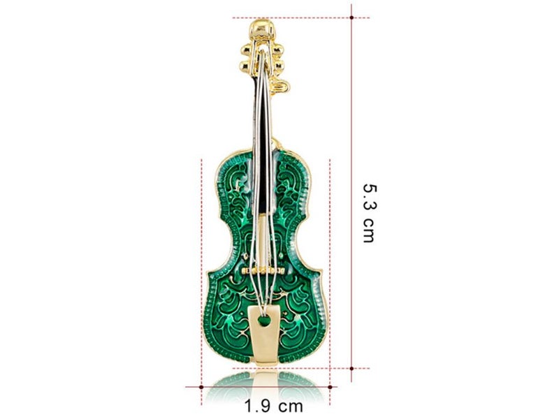 Green Violin Brooch Pin Carousel 2