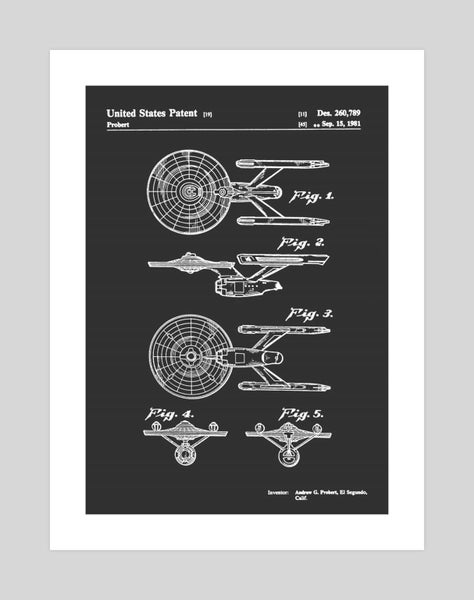 USS Enterprise Patent Star Trek Art Print Carousel 1