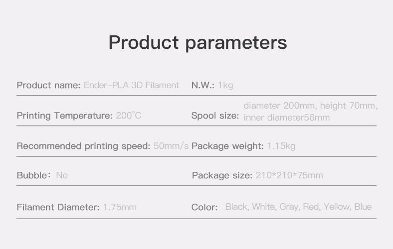 Creality Ender-PLA Filament 1.0Kg 1.75mm Grey Carousel 8