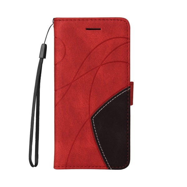 Iphone 12 wallet case collage style suede back closure red Carousel 2