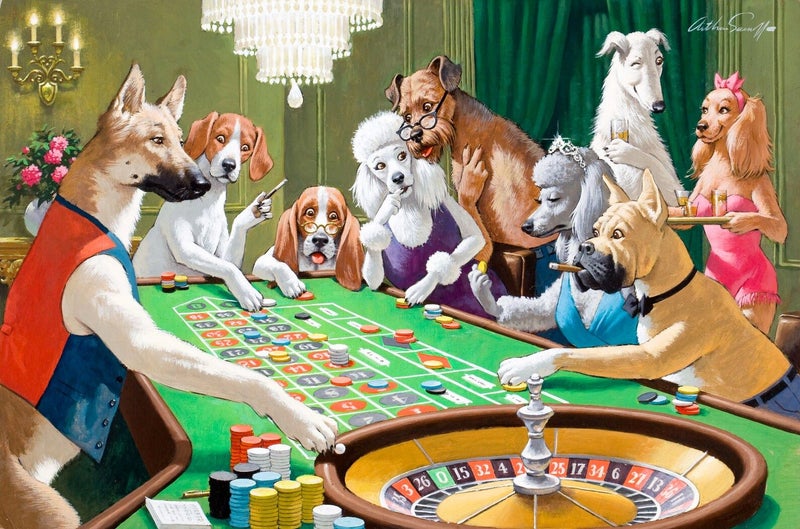 Free Shipping 1 Panel Canvas Pop Art - Dogs gambling Carousel 1