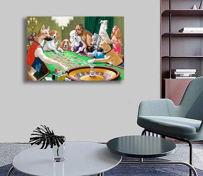 Free Shipping 1 Panel Canvas Pop Art - Dogs gambling Carousel 3