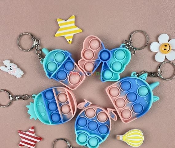 Mini Push Bubble Sensory Fidget Toys Keychain Carousel 1