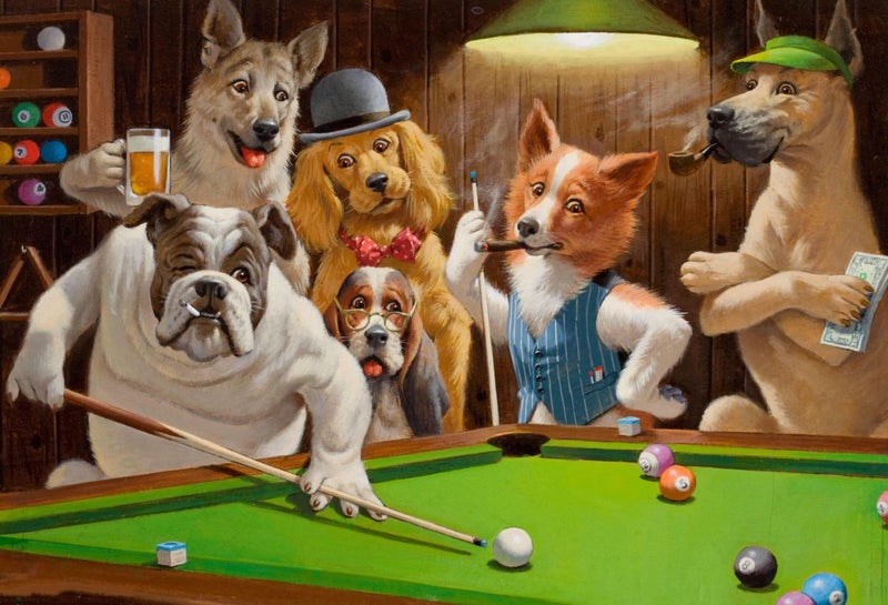 CRAZY SALE FREE SHIPPING-1 Piece Canvas Print - Dogs playing pool Carousel 1