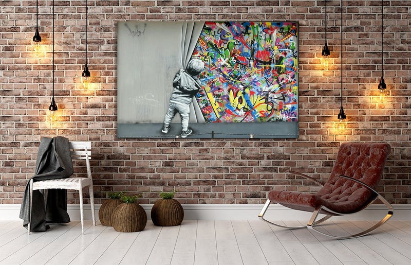1 PANEL FREE SHIPPING - Large Canvas Print - Banksy - Street Art Carousel 5