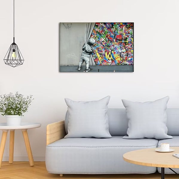 1 PANEL FREE SHIPPING - Large Canvas Print - Banksy - Street Art62993530131329112