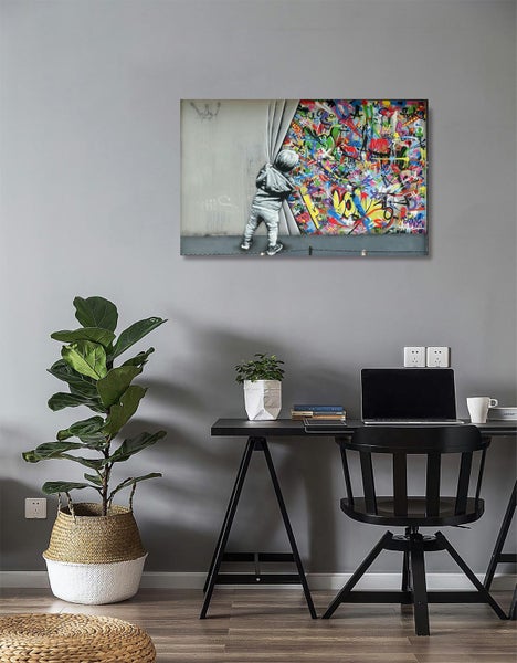 1 PANEL FREE SHIPPING - Large Canvas Print - Banksy - Street Art62993530131329113