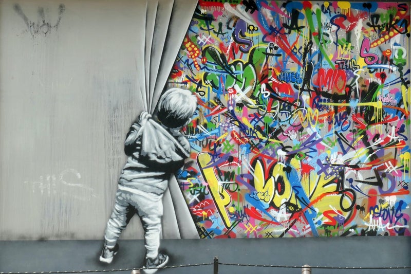 1 PANEL FREE SHIPPING - Large Canvas Print - Banksy - Street Art Carousel 1