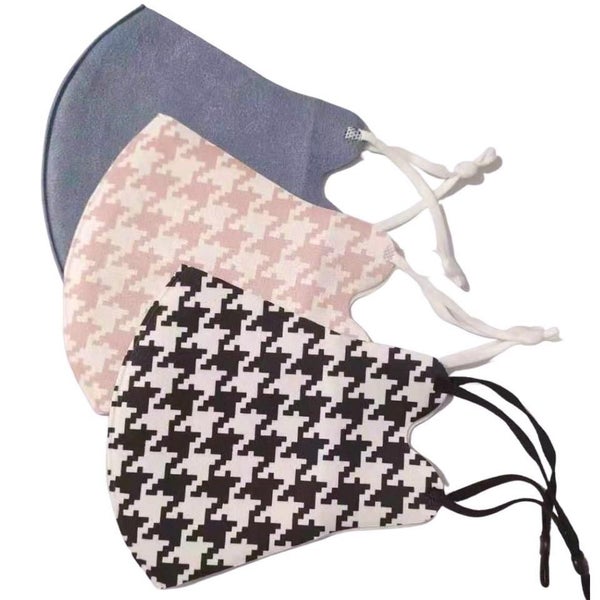 Queen of the Foxes - Mask set of 3. HOUNDSTOOTH BLACK | HOUNDSTOOTH PINK | BLUE Carousel 1