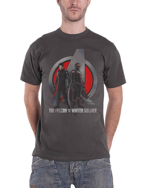 Falcon & Winter Soldier T Shirt A Logo Official Mens Marvel Comics Charcoal Grey Carousel 1
