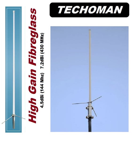 TECHOMAN TM-X30U Base Station VHF / UHF Fibreglass Antenna 146 MHz and 435 MHz Carousel 1