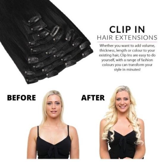 24" A Grade (7pcs) Clip In 100% Human Hair Extensions Carousel 3