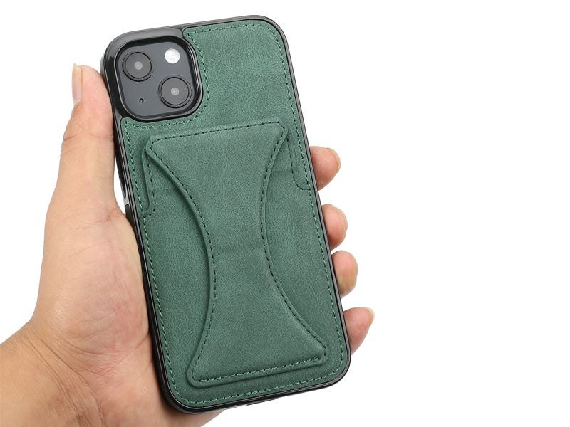 PU Leather Magnetic Kickstand Case Cover for iPhone 13 Green Carousel 12