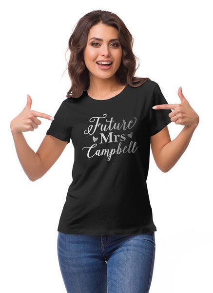 Inkdotpot Personalized Womens Tshirt Top Future Mrs Wedding Announcement Carousel 1