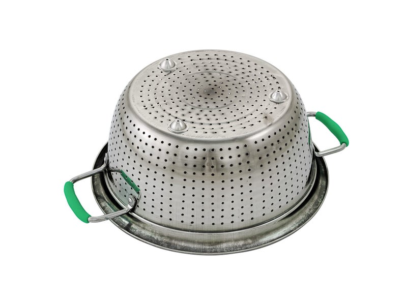 Stainless Steel Colander Strainer Sieve 30cm Green Carousel 2