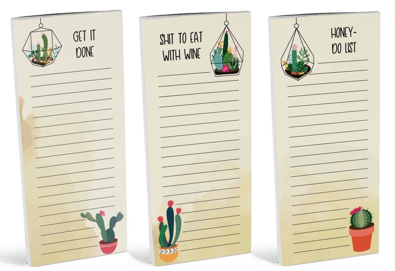 Inkdotpot Pack of 3 Magnetic Fridge To-Do List Notepads- Magnetic Memo Pads For Carousel 2