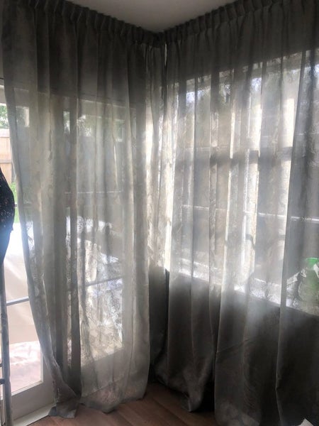 Long and very wide sheer pale blue colour Carousel 1