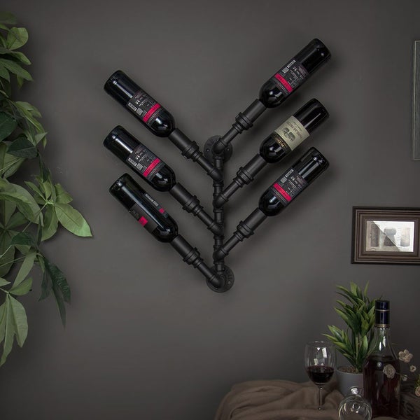 Pipe Wine Rack Wall Mounted 6-bottle Holder Carousel 1