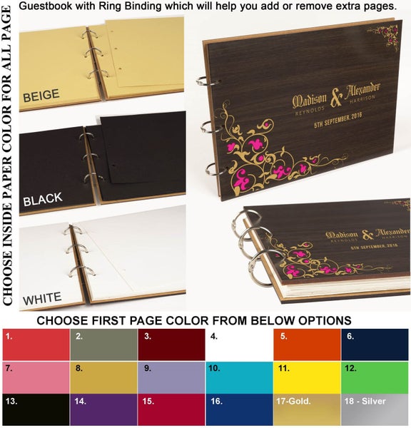 Darling Souvenir Personalized Engraved Laser Cut Wedding Guest Book Wooden Carousel 6