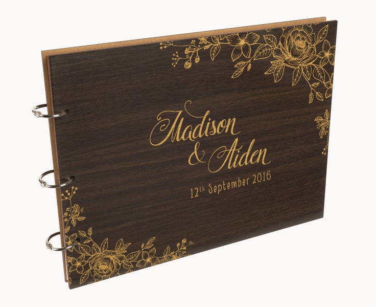 Darling Souvenir Personalized Engraved Laser Cut Wedding Guest Book Wooden Carousel 1