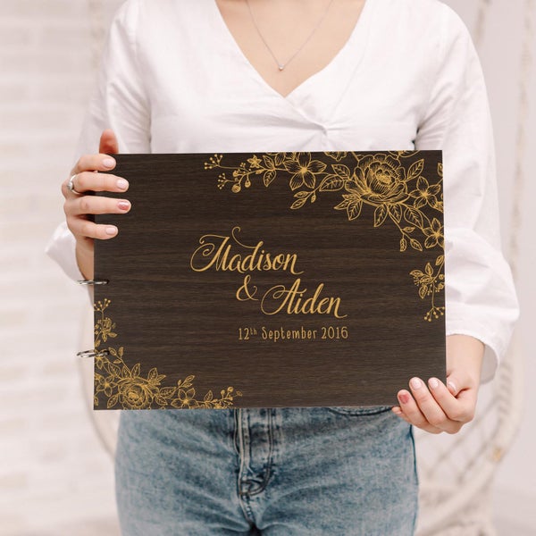 Darling Souvenir Personalized Engraved Laser Cut Wedding Guest Book Wooden Carousel 2