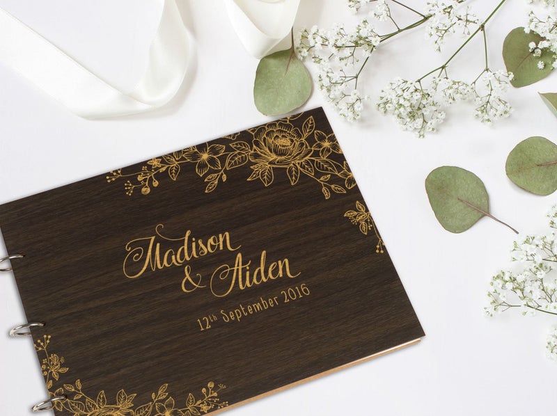 Darling Souvenir Personalized Engraved Laser Cut Wedding Guest Book Wooden Carousel 6