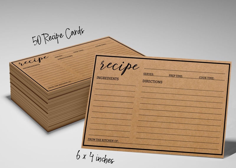 Inkdotpot Recipe Card 6x4 inch Single-Sided Recipe Design Cards Classic Kraft Carousel 6
