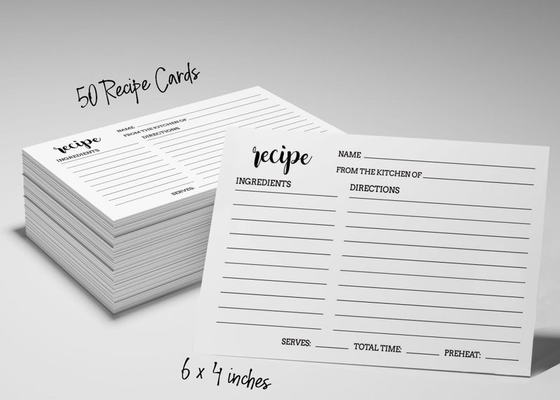 Inkdotpot Recipe Card 6x4 inch Single-Sided Recipe Design Cards White Classic Carousel 6