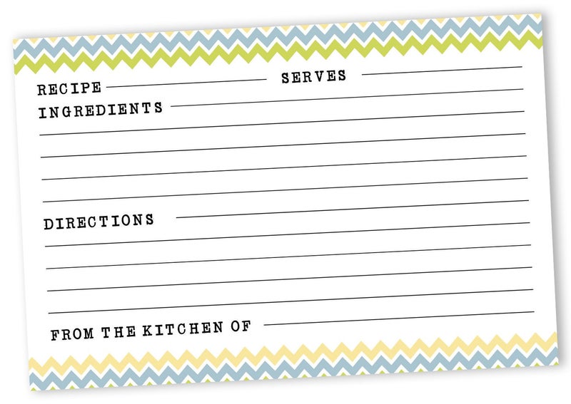Inkdotpot Recipe Card 6x4 inch Single-Sided Recipe Design Cards White Chevron Carousel 1