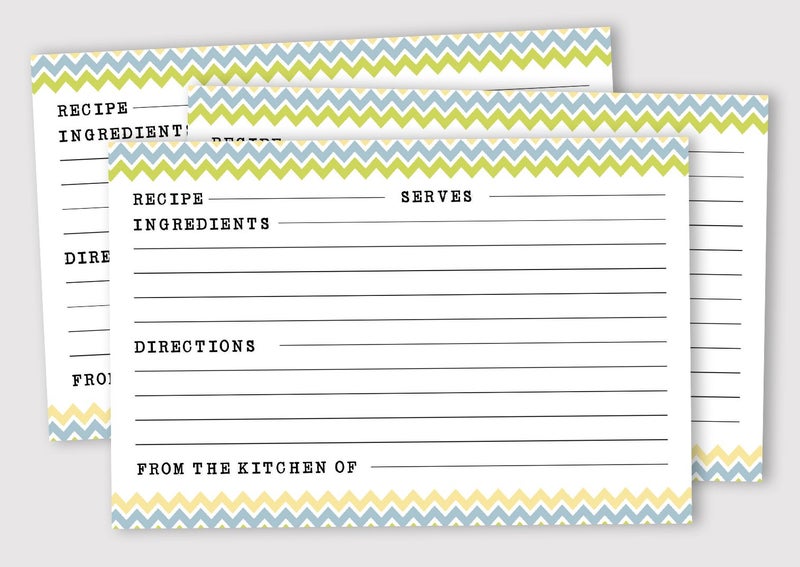 Inkdotpot Recipe Card 6x4 inch Single-Sided Recipe Design Cards White Chevron Carousel 2