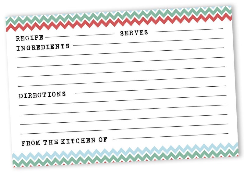 Inkdotpot Recipe Card 6x4 inch Single-Sided Recipe Design Cards Chevron Recipe Carousel 1