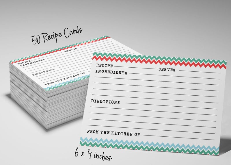 Inkdotpot Recipe Card 6x4 inch Single-Sided Recipe Design Cards Chevron Recipe Carousel 6