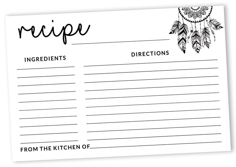 Inkdotpot Recipe Card 6x4 inch Single-Sided Recipe Design Cards Dream Catcher Carousel 1