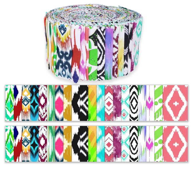 Soimoi 40Pcs Ikat Print Cotton Precut Fabrics For Quilting Craft Strips 2.5 Carousel 1