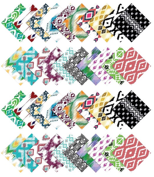 Soimoi 40Pcs Ikat Print Cotton Precut Fabrics For Quilting Craft Strips 2.5 Carousel 2