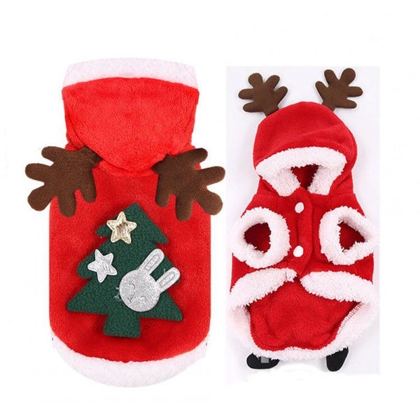 Winter Santa Elk Coat Clothing Cute Puppy Outfit Christmas Tree_XL - 3 Carousel 2