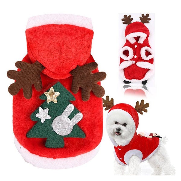 Winter Santa Elk Coat Clothing Cute Puppy Outfit Christmas Tree_XL - 3 Carousel 3