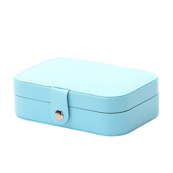 Jewelry Box PU Leather Portable Travel Case 2 Layers Display Storage Box-Blue Carousel 2