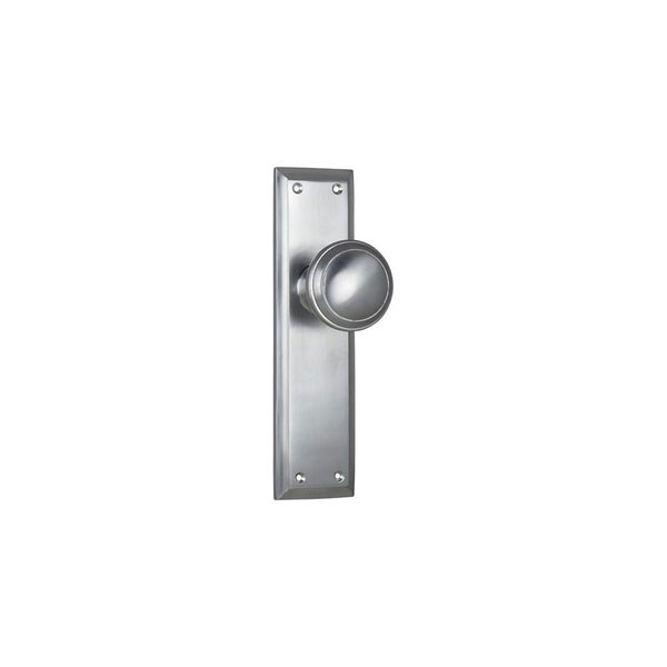 Tradco Milton Knob on Long Backplate Satin Chrome Carousel 1