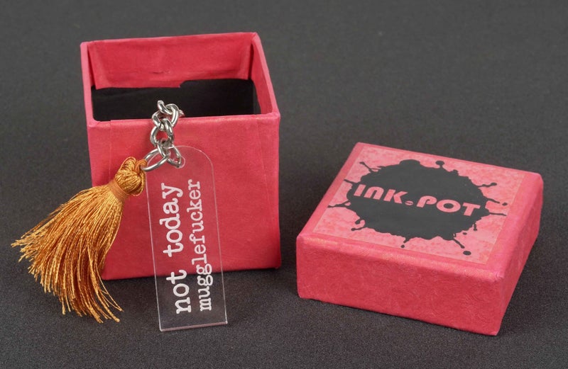 Inkdotpot Funny Keychain, Not Today Mugglefcker Acrylic Engraved Keychain, Carousel 5